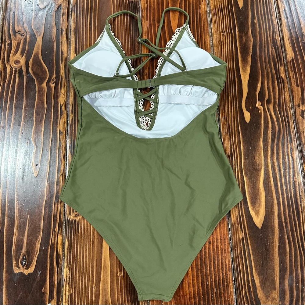 Cupshe Olive Swimsuit with Lace Detail - Picture 3 of 6